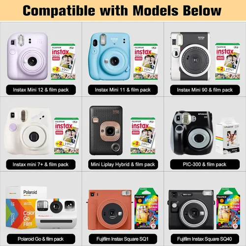 Miniatura 2 de FINPAC Funda protectora cruzada para Fujifilm Instax Mini 11/9/8+/8/90/70/40/26+/25/7s/Mini LiPlay/Square SQ1/SQ6 Polaroid PIC-300 cámara