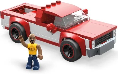 Miniatura 9 de MEGA Hot Wheels - Juego de autos de carreras de juguete de construcción, 16 Cadillac ATS-V con 90 piezas, 1 micro figura de acción, negro, niños a
