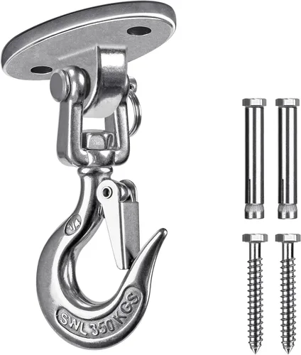 Miniatura 15 de BeneLabel Percha de Columpio con Rodamiento Giratorio de Capacidad de 800 Libras Soporte de Montaje en Techo de Acero Inoxidable Kit Colgante