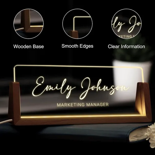 Miniatura 3 de Placa de nombre de escritorio personalizada, placa de identificación acrílica personalizada para escritorio, decoración de oficina para mujeres