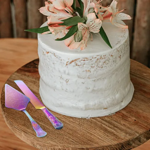 Miniatura 7 de Orblue Juego de cuchillo y servidor para pastel de boda, juego de corte de alta calidad, bellamente grabado, elegante recuerdo para recién casados