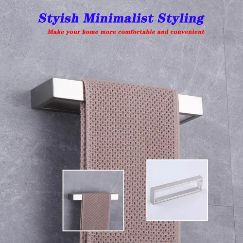 Miniatura 5 de GERZWY Juego de accesorios de baño de 2 piezas de acero inoxidable contemporáneo montado en la pared - Soporte para papel higiénico con anillos
