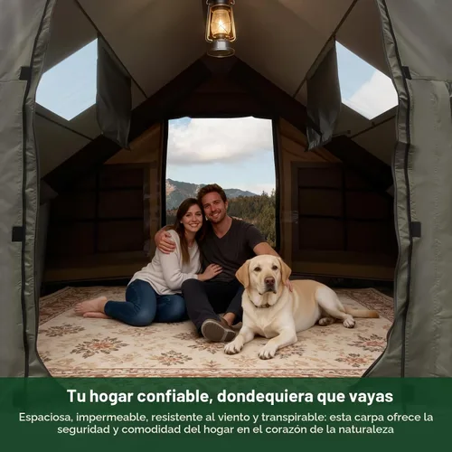 Miniatura 2 de Tienda de campaña inflable de lujo grande, resistente al viento y a la lluvia, interior de 12 ㎡, refugio para 2 a 10 personas, configuración rápida
