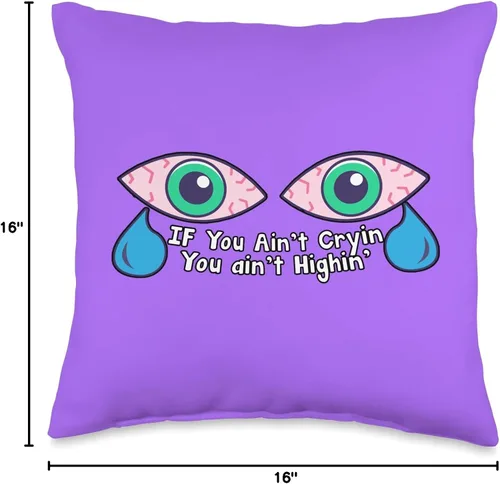 Miniatura 4 de Cewpins Cryin' You Ain't Highin' - Almohada de 16 x 16 pulgadas, multicolor