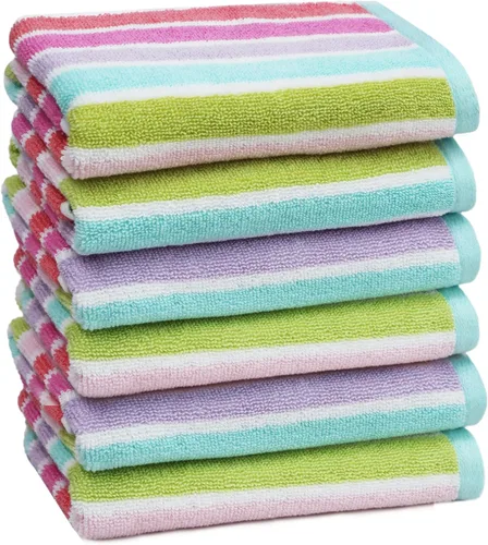 Miniatura 29 de ORIGINAL KIDS Juego de 6 toallas – Bath Time Sugar & Spice – 2 toallas, 2 toallas de mano y 2 paños – 100% algodón jacquard suave absorbente toalla