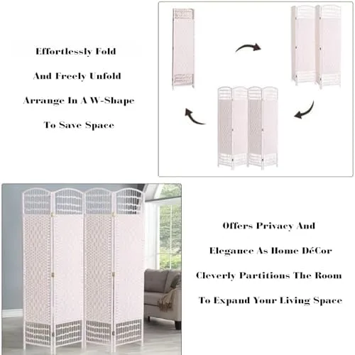 Miniatura 4 de Foldable Rattan Room Divider, Height Adjustable & Easy to Store, 4 Panels (100x40cm) - Perfect for Live Streaming Backgrounds, Privacy Screen, Home