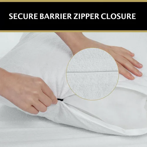 Miniatura 4 de MATTSHIELD Max Comfort - Juego de 4 protectores de almohada, estándar, con cremallera, 100% impermeables, superficie de rizo de algodón orgánico