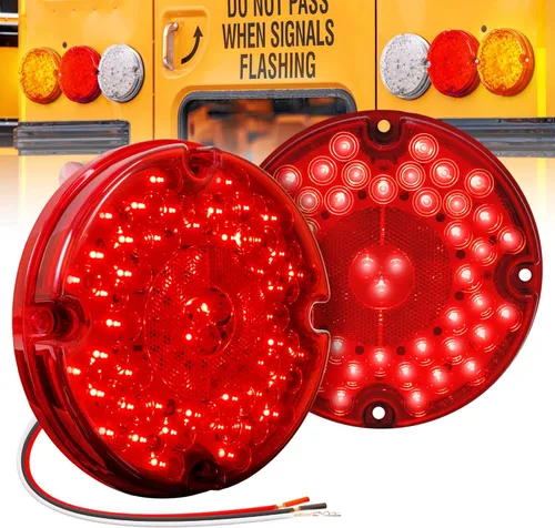 TRUE MODS - Luz trasera redonda de freno de 47 LED de 7 pulgadas para autobús escolar, transporte de residuos de vehículos de tránsito [DOT Rojo