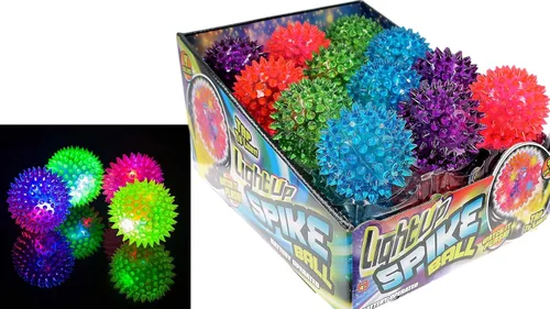 JA-RU Pelotas puntiagudas iluminadas para niños (paquete de 24) – Pelotas hinchables iluminadas, juguetes antiestrés con puntas para aliviar el