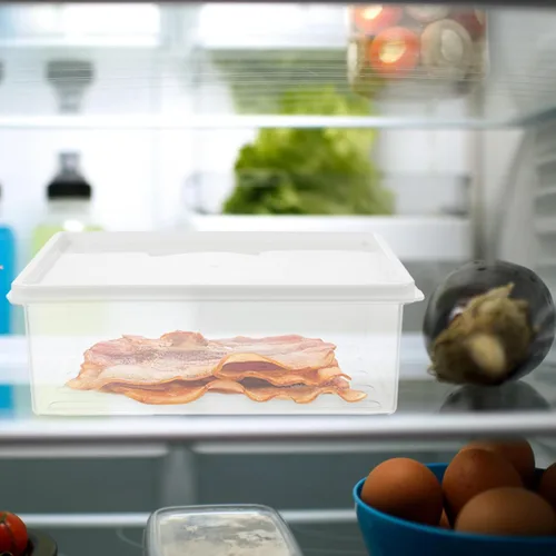 Miniatura 9 de Kichvoe Tocino de plástico con tapas 7.9 * 5.3 pulgadas herméticos embutidos de almacenamiento de queso para refrigeradores congelador
