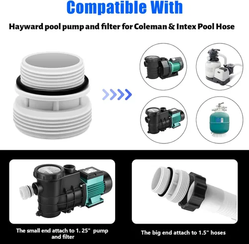 Miniatura 2 de Paquete de 4 adaptadores de conversión de manguera de 179.528 in a 1 1/2 pulgadas, kit de conversión de manguera de filtro compatible con accesorios
