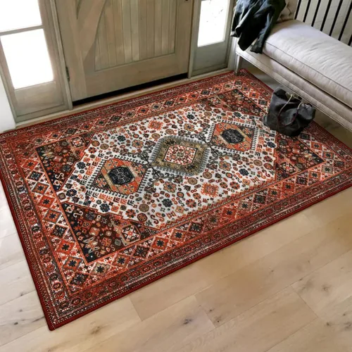 Miniatura 11 de Collive Tapete lavable para puerta de interior, antideslizante, alfombra de entrada retro de 20 x 32 pulgadas, tapete de entrada de absorción Multi