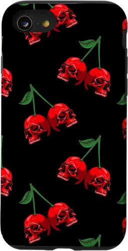 Miniatura 18 de Cute Cherry Skull Pattern Red Scary Skulls Black Background Case for iPhone 17