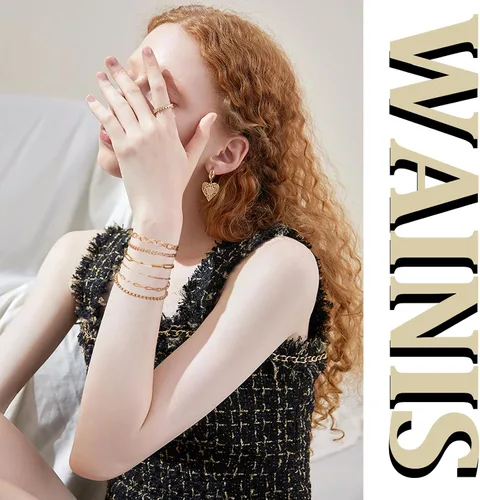 Miniatura 3 de WAINIS Juego de 23 pulseras de cadena de oro para mujer, de moda, chapadas en oro de 14 quilates, pulseras de clip de eslabones de eslabones