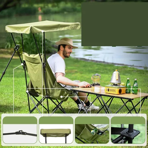 Miniatura 2 de Compatible for Portable Camping Chair with Shade Canopy Oversized Foldable Lightweight Chairfor Beach Outdoor Activities(Green 1P)