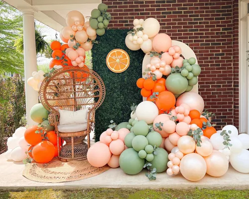 Miniatura 5 de Globos verde salvia y naranja, 12 pulgadas, globos verdes, marrones, naranjas, verde oliva, marrones, beige, globos de la jungla, safari, bosque