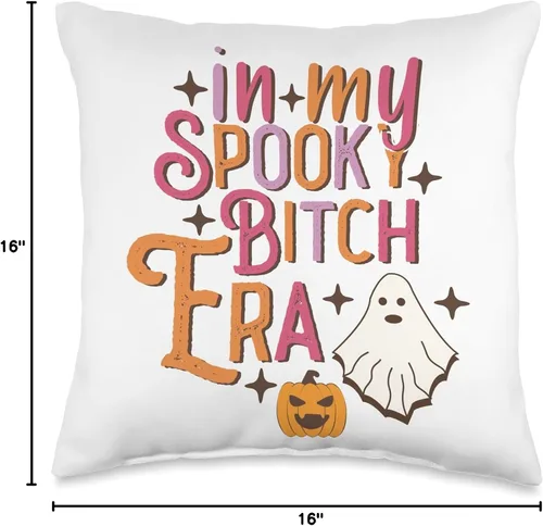 Miniatura 4 de Halloween Apparel and Gifts In My Spooky Bitch Era Halloween Vibes - Divertida almohada de calabaza fantasma, 16 x 16 pulgadas, multicolor