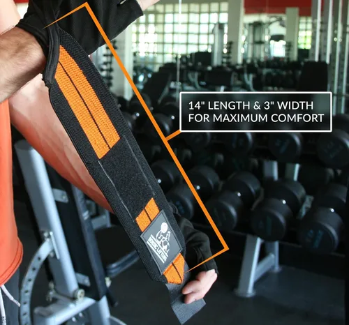 Miniatura 3 de Nordic Lifting Muñequeras (2 pares/4 envolturas) de 14 pulgadas para levantamiento de pesas Entrenamiento cruzado Levantamiento de potencia