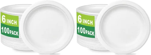 Miniatura 6 de CantaGreen Platos compostables de 9 pulgadas, 100 unidades de caña de azúcar/bagazo y fibra de bambú biodegradable plato de papel desechable