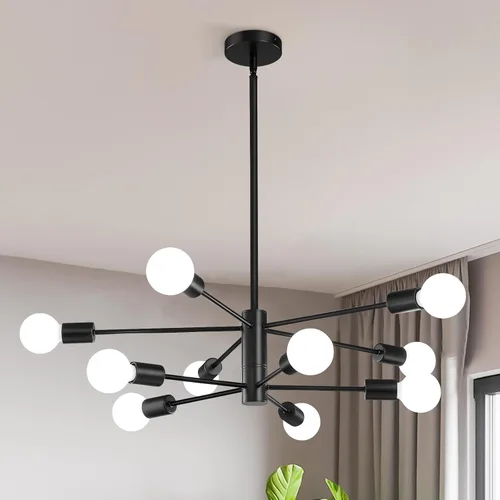 Miniatura 17 de KAISITE Lámpara de Araña Moderna Sputnik Luz de Techo 8 Luces Lámpara de Araña Dorada Luz de Comedor Sobre Mesa Altura Ajustable Lámpara de Araña