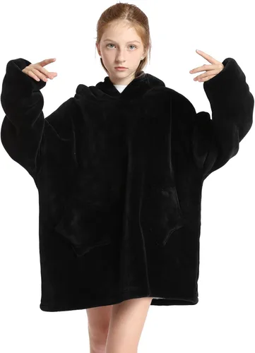 Miniatura 3 de Manta con capucha para niños, de 4 a 12 años, sudadera de animales, de gran tamaño, hecha de franela súper suave, cálida y cómoda, diseño de gato