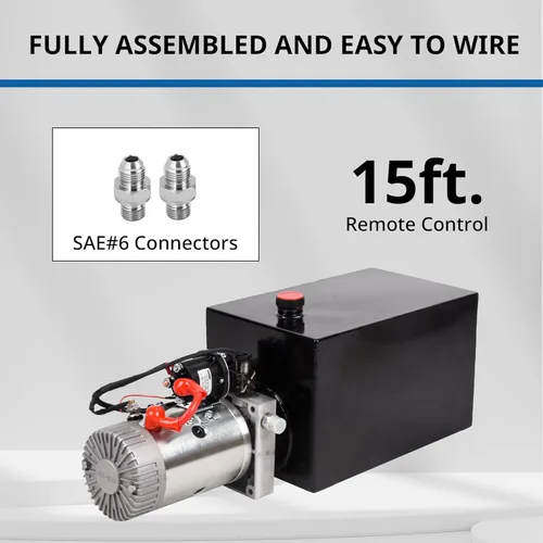 Miniatura 3 de Unidad de potencia hidráulica de 15 cuartos de galón de 12 V DC Bomba hidráulica de efecto único de depósito de metal Bomba de remolque