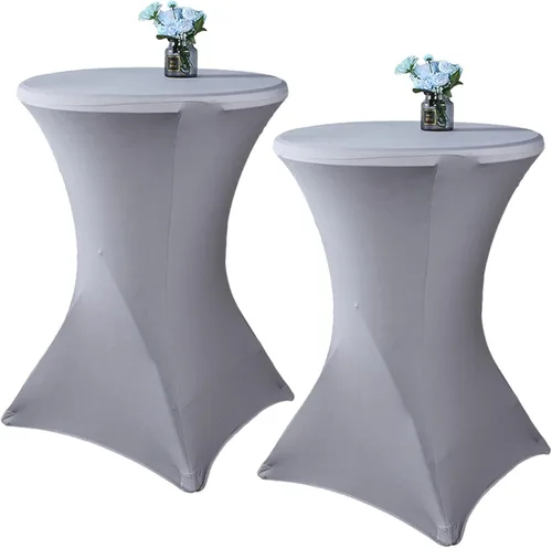 Miniatura 14 de Paquete de 2 manteles de cóctel de elastano de 24 x 43 pulgadas, redondos, ajustables, para bodas, banquetes, eventos, fiestas