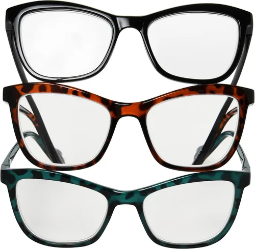 Miniatura 4 de Betsey Johnson Women's Telcroc 3 Pack Reading Glasses Way, Black, Tortoise, Teal Tortise, 1.5X + 1.5