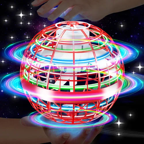 Vantexi Juguete de bola de orbe volador, LED de paracaídas actualizado 2026, mini bola de gravedad mágica controlada a mano, boomerang de globo Rojo