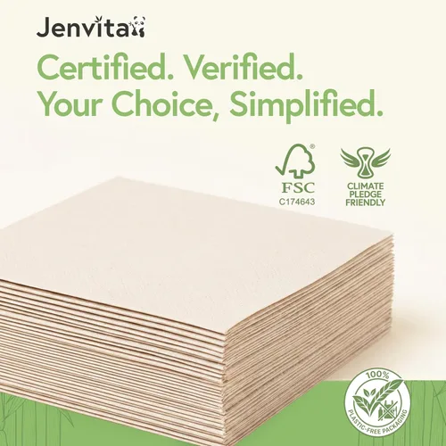 Miniatura 5 de Jenvita Servilletas de cóctel desechables 100% bambú (paquete de 50) 2 capas con certificación FSC Servilletas biodegradables para fiestas