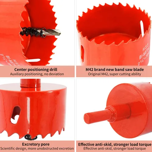 Miniatura 3 de Broca bimetálica para taladro, cortador de orificios HSS con eje para madera y metal