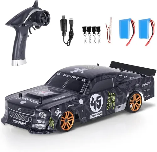 Goolsky Coche de deriva a control remoto, a escala 1:18, 4WD 30KM/H, autos de carreras RC de alta velocidad, autos RC de 2.4 GHz con 2 baterías para