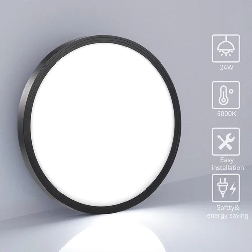 Miniatura 8 de Paquete de 6 lámparas de techo LED de montaje empotrado de 12 pulgadas 3200LM, lámpara de techo delgada de 28W redonda de montaje en superficie