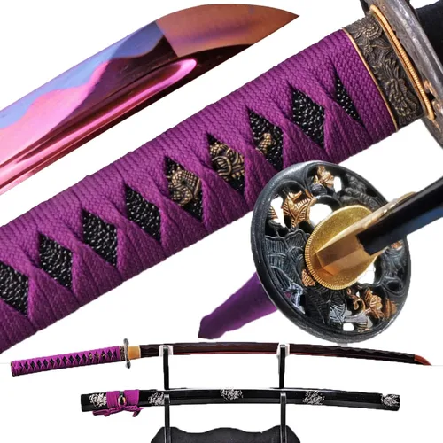 Miniatura 9 de 41 inch Handmade Japanese Samurai Katana Sword Full Tang for Man Gift Cosplay Decoration Self Defense
