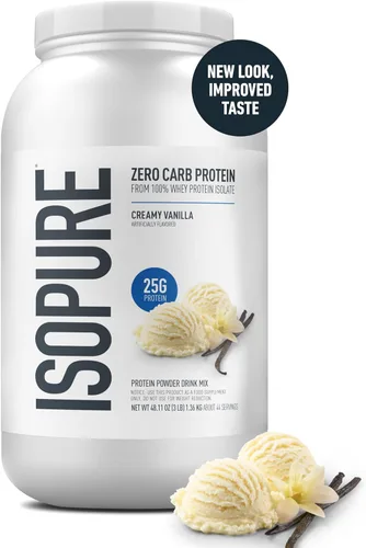Miniatura 2 de Isopure Zero Carb 100% Proteína Pura de Aislado de Suero, Libre de Lactosa, Libre de Gluten, con Vitaminas, Vainilla Cremosa, 25g de Proteína por