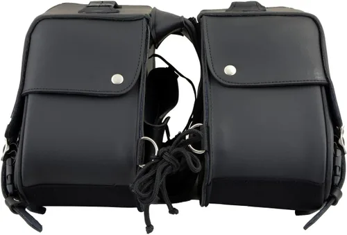 Miniatura 4 de Milwaukee Leather SH66901ZB - Alforjas medianas de PVC negro con 2 correas, colocación por encima, con ribetes reflectantes - Talla única