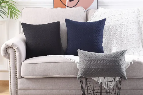 Miniatura 7 de Yaertun Paquete de 2 fundas de almohada decorativas súper suaves, fundas de almohada cuadradas para sofá, dormitorio o automóvil, diseño moderno