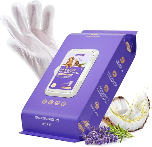 Miniatura 8 de HICC PET Toallitas desodorizantes de limpieza para perros y gatos, hipoalergénicas, hidratantes y nutritivas para guantes de aseo de mascotas
