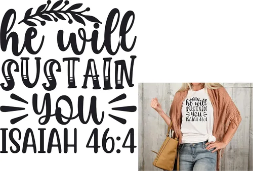 Miniatura 4 de SEC Apparel Parches termoadhesivos con versículos de la Biblia, calcomanías de transferencia para camisetas, tela, ropa V2 (Dios está conmigo)