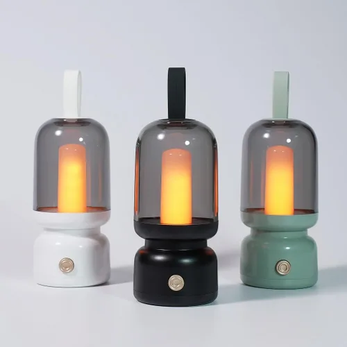 Miniatura 9 de Lámpara de mesa LED retro portátil, linterna LED vintage con batería inalámbrica, lámpara de escritorio USB, luz nocturna de campamento