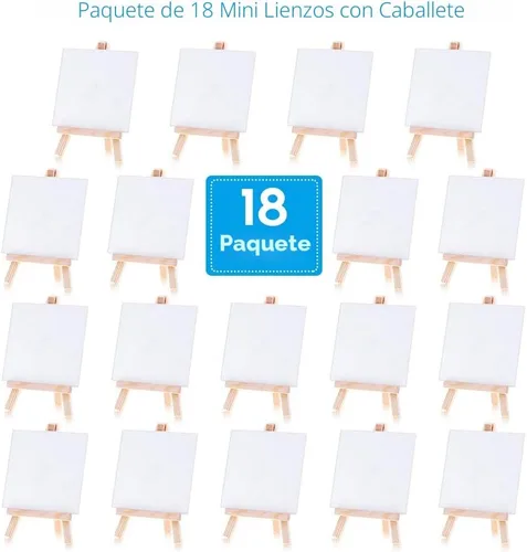 Miniatura 2 de cridoz - Juego de 18 lienzos pequeños con mini caballete de 4 x 4 pulgadas, kit de pintura para niños y adolescentes, acrílico para verter, color al