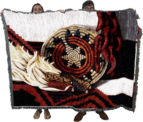 Miniatura 10 de Adobe Dreams Manta – Arte de cerámica del suroeste Pueblo – Manta de tapiz de regalo tejida de algodón – Fabricado en los Estados Unidos