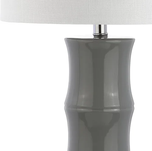 Miniatura 5 de JONATHAN Y Lámpara de mesa de cerámica gris de 26.5 pulgadas para sala de estar, mesita de noche de dormitorio, pantalla de tambor de lino blanco