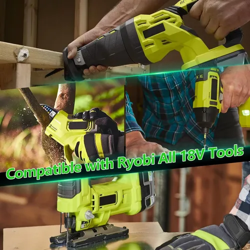 Miniatura 8 de Paquete de 2 baterías de repuesto de 8.0Ah para batería Ryobi de 18 V con cargador P117 de litio compatible con Ryobi 18 voltios ONE+ Plus P102 P103