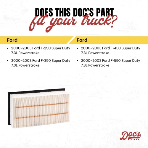 Miniatura 3 de Doc's DPA5446 Filtro de aire para motor diésel Compatible con Ford 7.3L Powerstroke, Super Duty F250, F350, F450, F550 2000-2003 Sustituye a