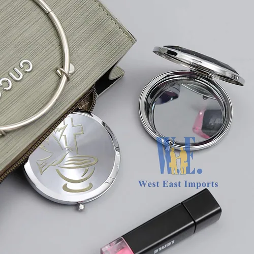 Miniatura 2 de WE 12 piezas de bautismo compacto espejo recuerdo de primera comunión/bautizo recuerdos/maquillaje de espíritu santo compacto con bolsa decorada
