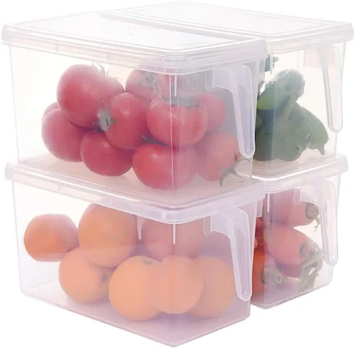 Sooyee Contenedores de almacenamiento para refrigerador, paquete de 4 unidades de 4 litros, apilables, organizador de refrigerador con asa para
