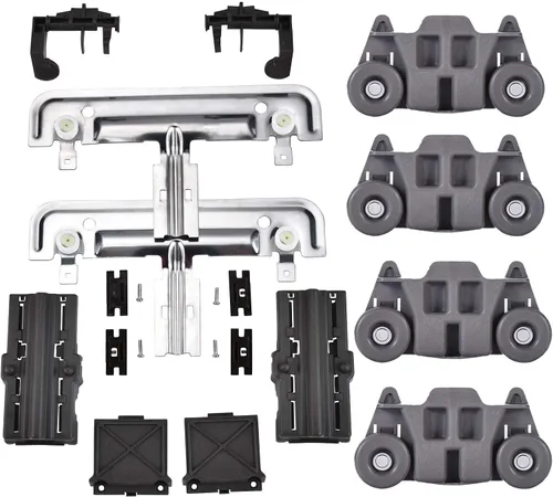 AMI PARTS W10712394 Kit de ajustador de estante de lavavajillas y 4 unidades W10195416V W10195416 Ruedas para lavavajillas Ruedas inferiores para