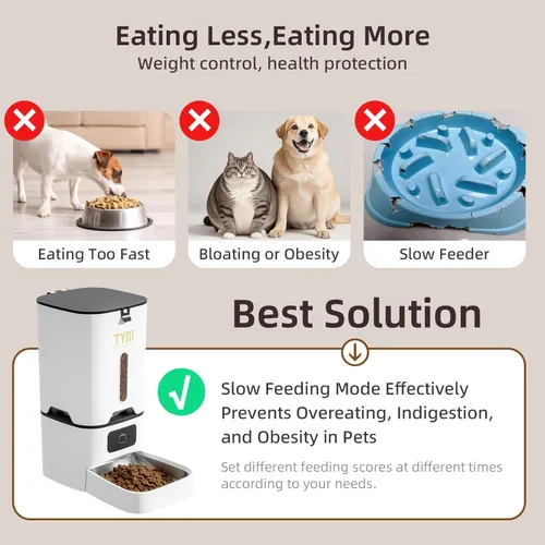 Miniatura 8 de TYM Comedero automático para gatos, dispensador de comida para gatos WiFi de 7 litros con control inteligente de aplicación, alimentador automático