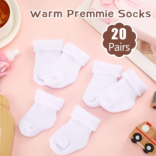 Miniatura 6 de Janmercy 20 Pair Preemie Socks Baby Boy Girls Newborn Premature Terry Cotton Socks for Unisex Baby